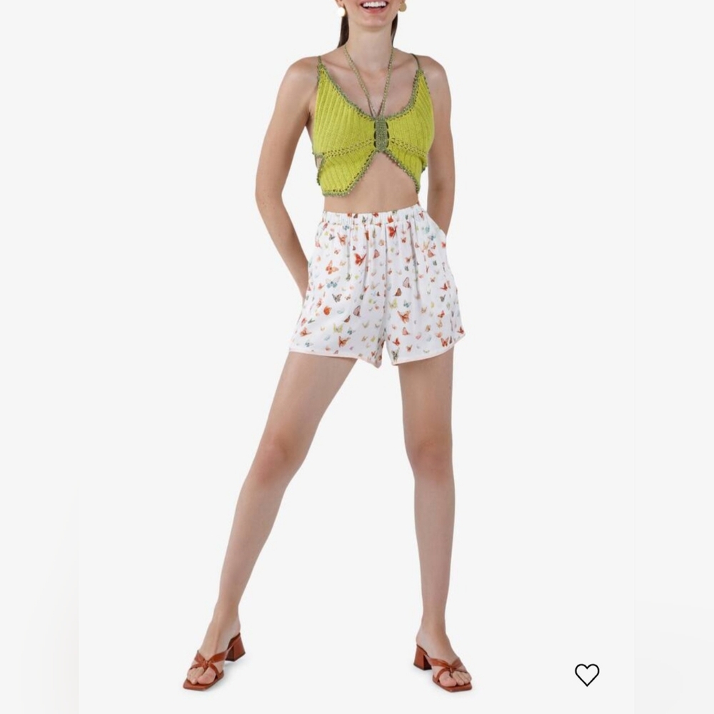 My Beachy Side Antique Moss Butterfly Crochet Festival Top NWT Size M/L